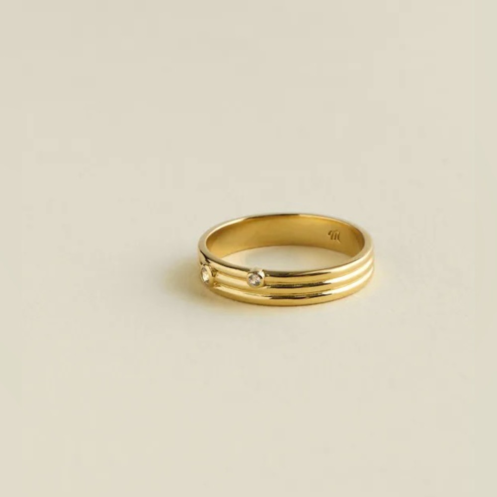Madewell Demi Fine Ribbed Crystal Ring Size 8